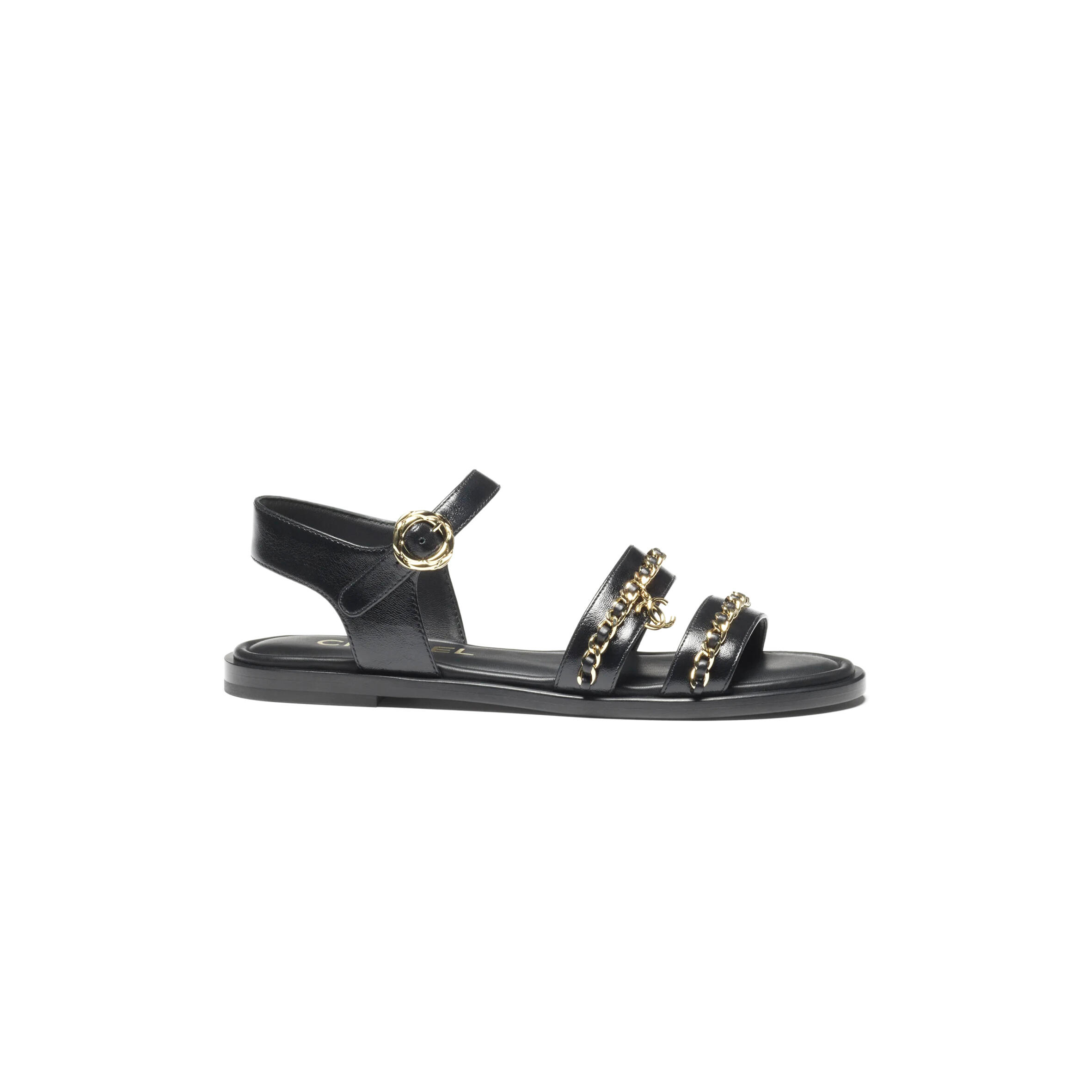 Ch**el sandals calfskin black g46801